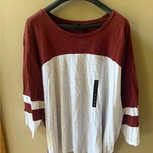 Torrid Size 3x NWT Women's Maroon and White Top